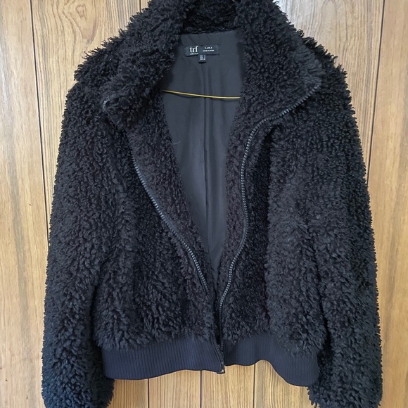 Zara Black Teddy Coat - Picture 1 of 3
